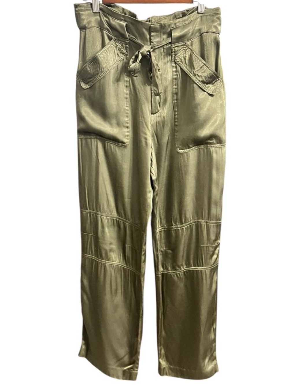 J.Crew Green Satin Cargo Trousers Womens Size 8T